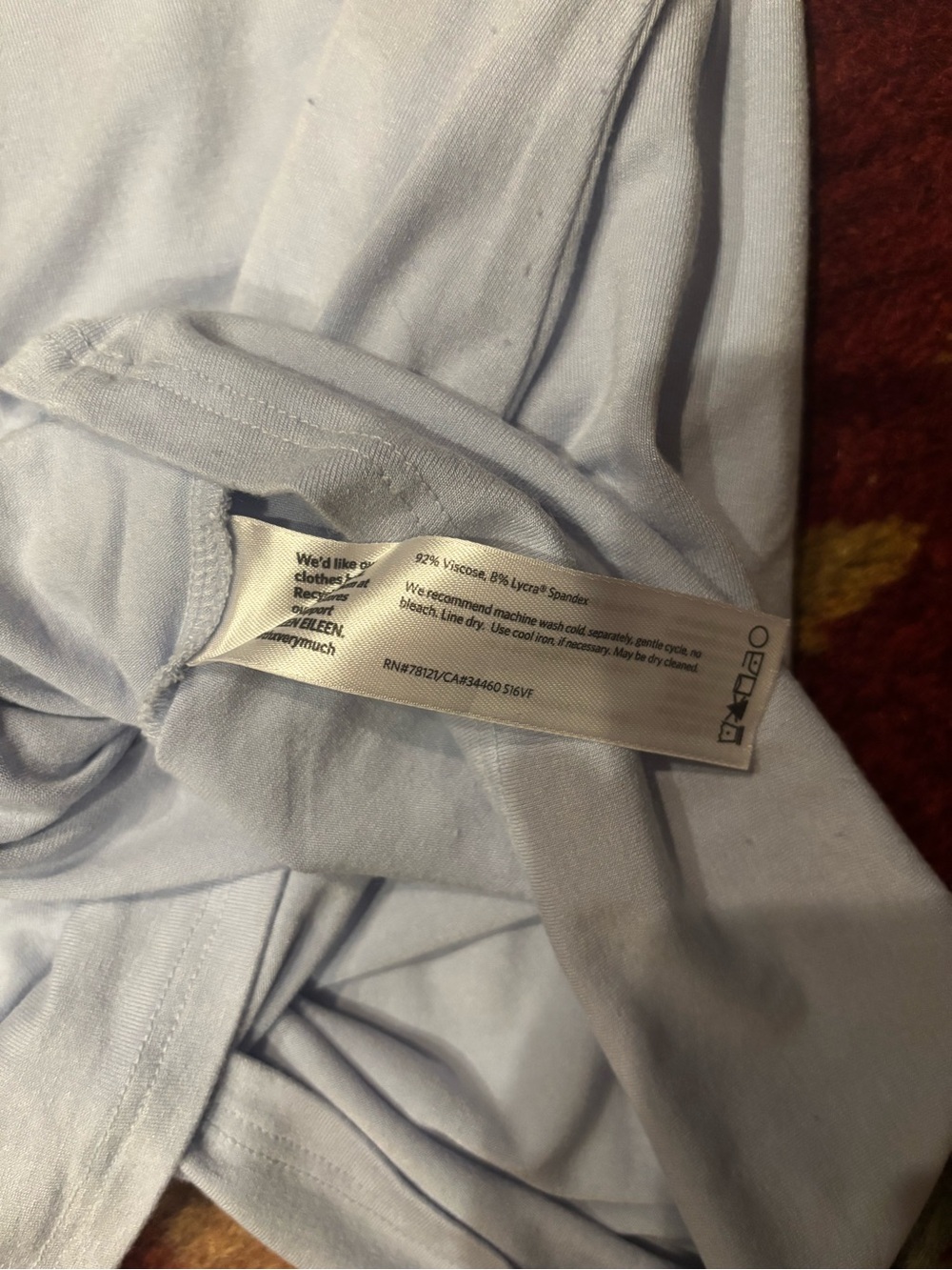 Eileen Fisher Pale Blue 3/4 Sleeve Boatneck Tunic - Picture 4 of 6